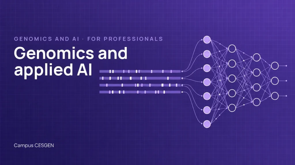 Cover of the Genomics and applied AI course (AI-generated image)