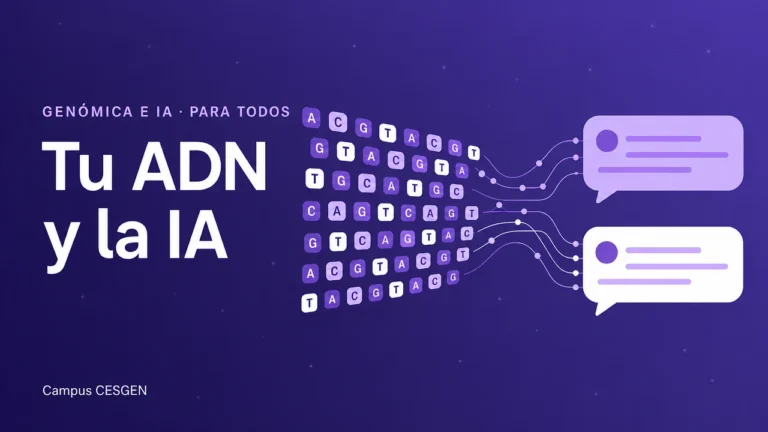 Portada del curso Tu ADN y la IA (imagen generada con IA)
