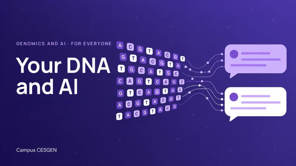 Cover of the Your DNA and AI course (AI-generated image)